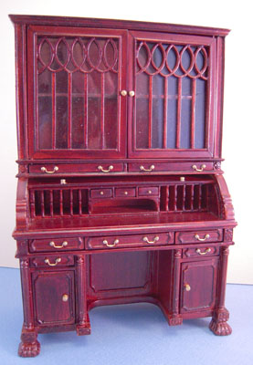 1" scale miniature Bespaq Tambour Mahogany Desk 1" scale miniature Bespaq Tambour Mahogany Desk
