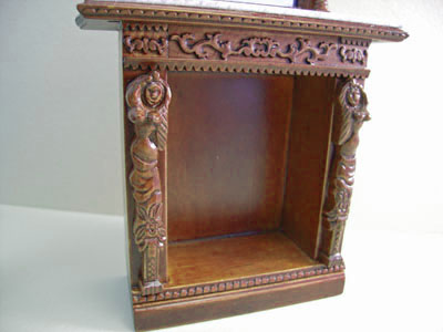 1" scale miniature Bespaq walnut Hiram Fireplace