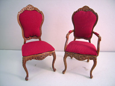 1" scale Bespaq Ruby Red walnut chairs