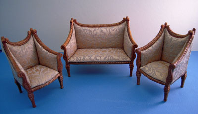 1" scale Bespaq Walnut Italia Sofa and Chair Set 1" scale Bespaq Walnut Italia Sofa and Chair Set