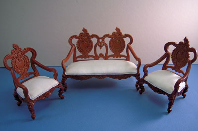 1" scale Bespaq walnut Westmorland Settee Set