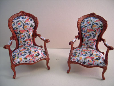 1" scale Bespaq walnut Sophia Chairs 1" scale Bespaq walnut Sophia Chairs