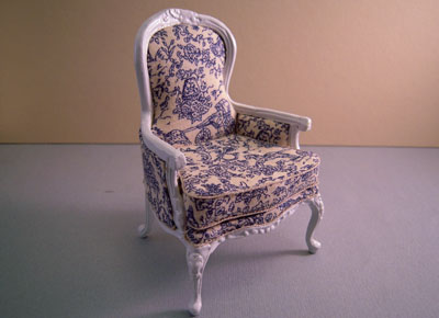 1" scale bespaq rene white french toile chair 1" scale bespaq rene white french toile chair