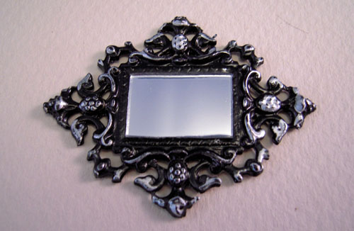Silver Ornate Framed Wall Mirror 1:24 scale Silver Ornate Framed Wall Mirror 1:24 scale