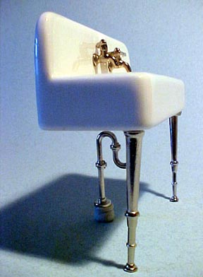 Old Time Porcelain Sink Dollhouse Miniature 1:12 Scale Old Time Porcelain Sink Dollhouse Miniature 1:12 Scale