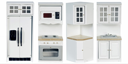 Eight Piece White Kitchen Set 1:12 Scale Eight Piece White Kitchen Set 1:12 Scale
