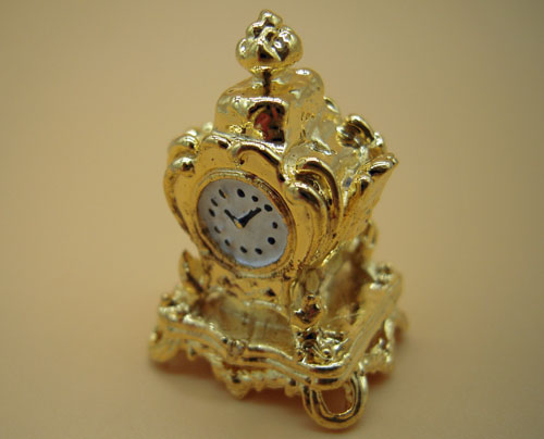 Falcon Collectible Miniatures Small Golden Mantle Clock 1:12 Falcon Collectible Miniatures Small Golden Mantle Clock 1:12