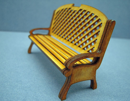 Trellis Unfinished Patio Garden Bench 1:24 scale Trellis Unfinished Patio Garden Bench 1:24 scale