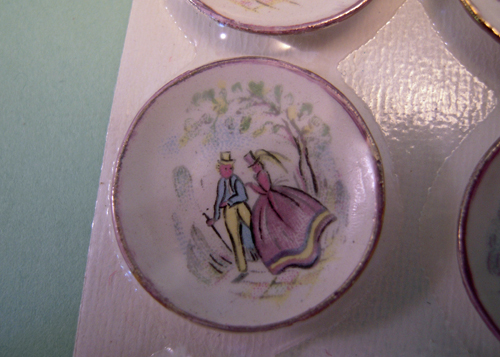 By Barb Six Piece Decorative Pastel Romance Plates 1:12 scale