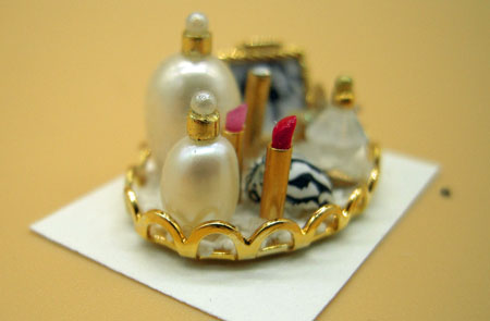Cheryl Warder Oval Vanity Tray with Photo and Lipstick 1:24 scale Cheryl Warder Oval Vanity Tray with Photo and Lipstick 1:24 scale
