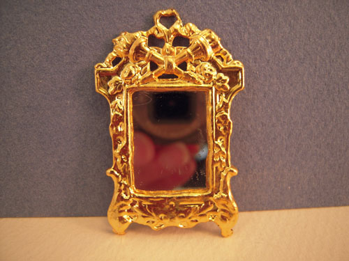 Gold Fancy Framed Wall Mirror 1:24 Scale Gold Fancy Framed Wall Mirror 1:24 Scale
