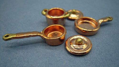 Copper Pots and Pans Set 1:24 scale Copper Pots and Pans Set 1:24 scale