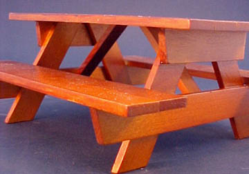 Bright De Lights Oak Picnic Table With Benches 1 12 Scale