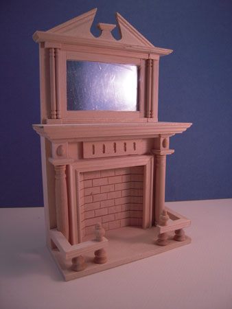 Unfinished Fireplace With Mirror by Townsquare Miniatures 1:12 scale Unfinished Fireplace With Mirror by Townsquare Miniatures 1:12 scale