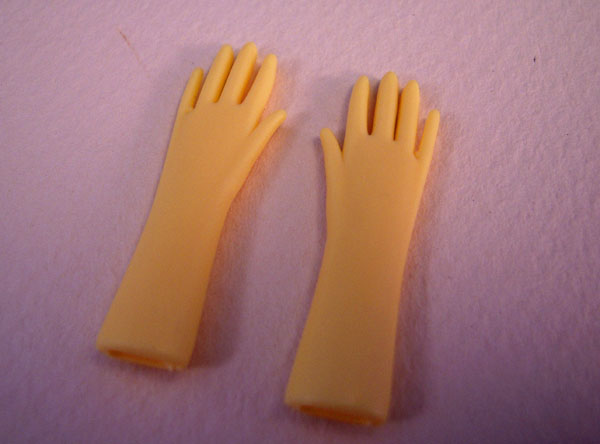 Yellow Rubber Work Gloves 1:12 Scale Dollhouse Miniature 