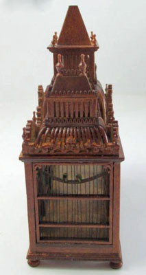 JBM Walnut Victorian Bird Cage with Birds 1:12 JBM Walnut Victorian Bird Cage with Birds 1:12