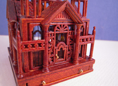 JBM Victorian Walnut Bird Cage 1:12