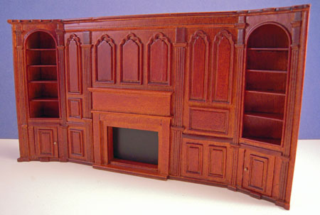Miniature JBM Walnut Fireplace Wall Unit 1:24 scale Miniature JBM Walnut Fireplace Wall Unit 1:24 scale