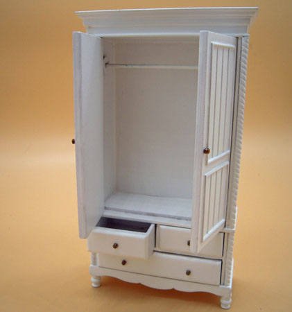 JBM Miniature White Country Wardrobe 1:12 Scale