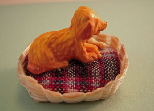 Karen Aird Handcrafted Puppy In A Basket 1:24 Scale Karen Aird Handcrafted Puppy In A Basket 1:24 Scale