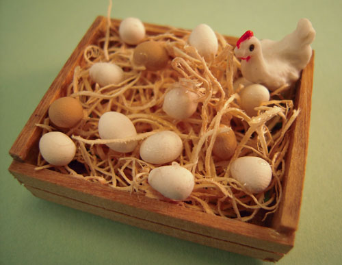 Handcrafted Eggs In A Wooden Crate 1:12 Scale