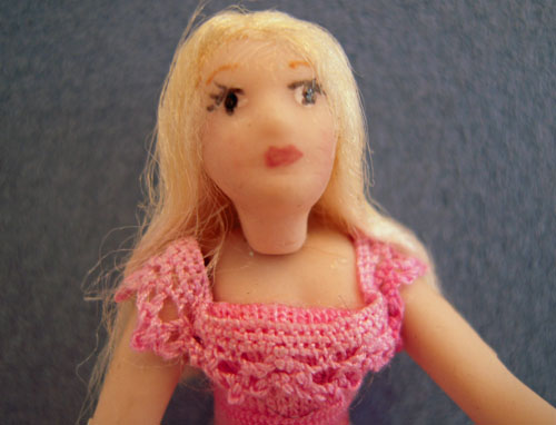 Dolls By Patsy Porcelain Susan In A Pink Short Dress 1:24 scale Dolls By Patsy Porcelain Susan In A Pink Short Dress 1:24 scale