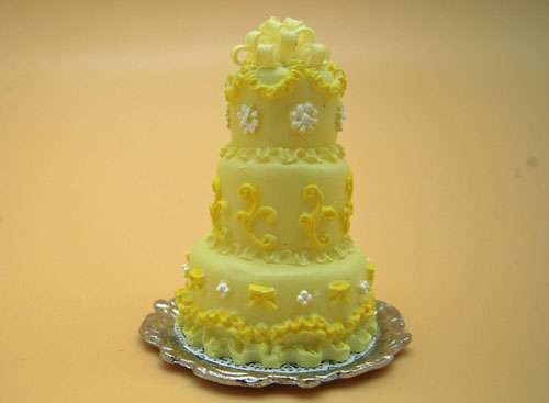 Falcon Three Tier Yellow Wedding Cake 1:12 scale