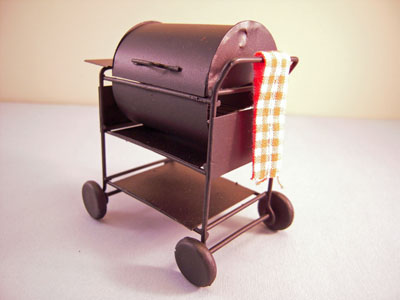 1" scale miniature black bar b que grill