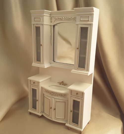 Majestic Mansions 1:12 Italia White Italia Bathroom Vanity Cabinet Majestic Mansions 1:12 Italia White Italia Bathroom Vanity Cabinet