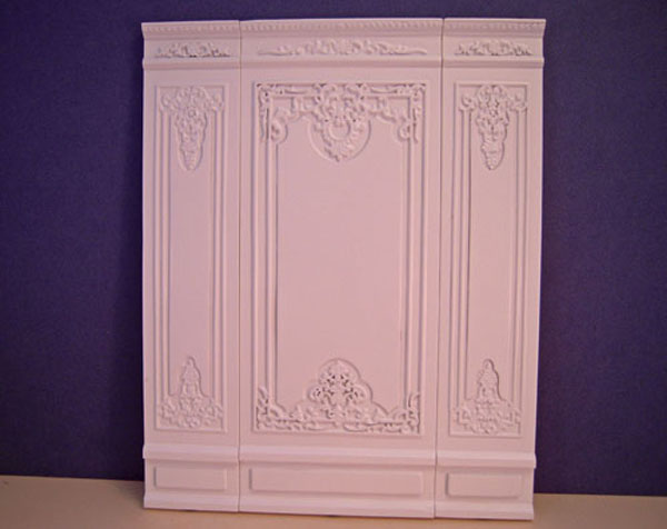 Miniature White French Boiserie Style Decorative Wall Panel 1:12 Scale