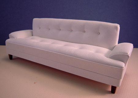 Miniature Platinum Collection Hoover White Modern Leather Sofa 1:12 Miniature Platinum Collection Hoover White Modern Leather Sofa 1:12
