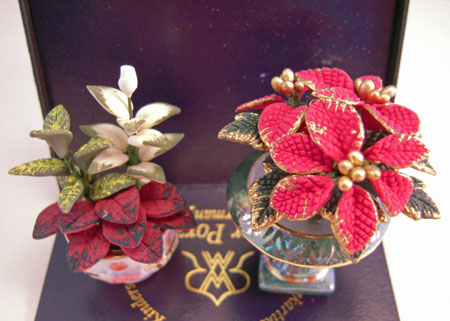 Reutter Porcelain Poinsettia and Lilly Arrangements 1:12 Scale