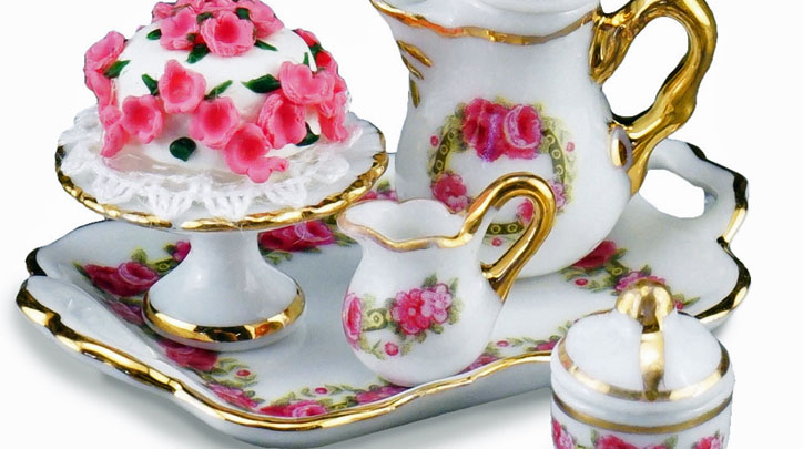 Reutter Porcelain English Rose Coffee Set with Cake