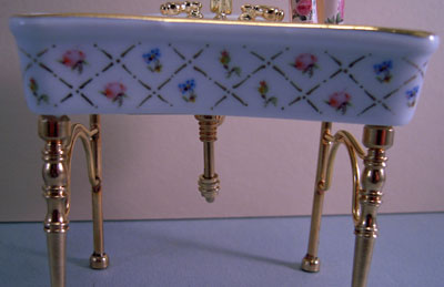 1" scale miniature reutter porcelain gold crosshatch single sink 1" scale miniature reutter porcelain gold crosshatch single sink