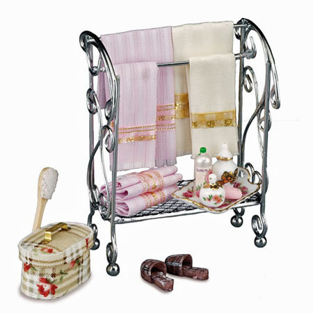 Reutter Porcelain Miniature Bathroom Rack Set 1:12 Scale Reutter Porcelain Miniature Bathroom Rack Set 1:12 Scale
