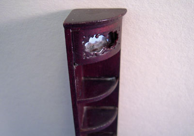 1/2" scale miniature Bespaq mahogany end corner shelf