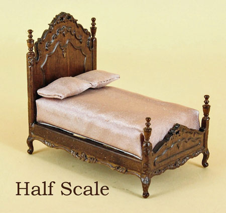 1/2" scale miniature Bespaq walnut Liliana Chantal Bed 1/2" scale miniature Bespaq walnut Liliana Chantal Bed