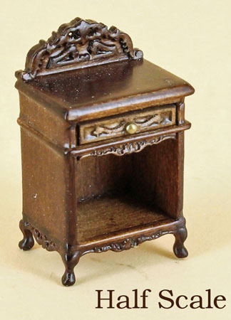 1/2" scale miniature Bespaq walnut Liliana night stand 1/2" scale miniature Bespaq walnut Liliana night stand