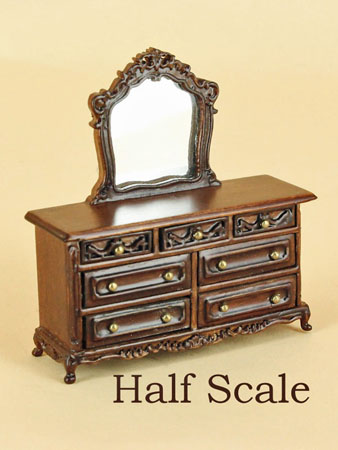 1/2" scale miniature Bespaq walnut Liliana dresser 1/2" scale miniature Bespaq walnut Liliana dresser
