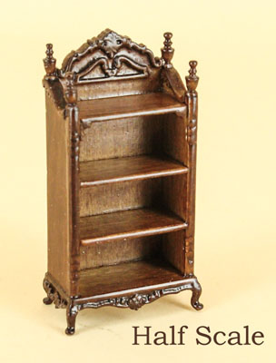 1/2" scale miniature Bespaq walnut Liliana toy shelf 1/2" scale miniature Bespaq walnut Liliana toy shelf