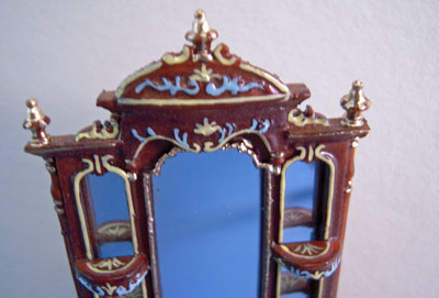 1/2" scale Bespaq hand painted walnut collectors cabinet 1/2" scale Bespaq hand painted walnut collectors cabinet