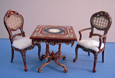 Bespaq 1/2" scale Portia hand painted game table set Bespaq 1/2" scale Portia hand painted game table set