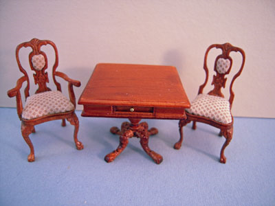 1/2" scale miniature Bespaq walnut Carrington Game Table