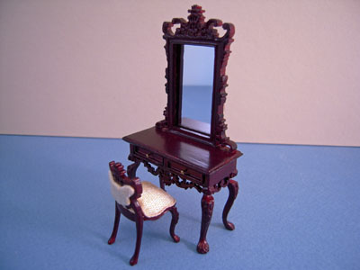 1/2" scale miniature Bespaq Fantasy Lyre Vanity and Stool