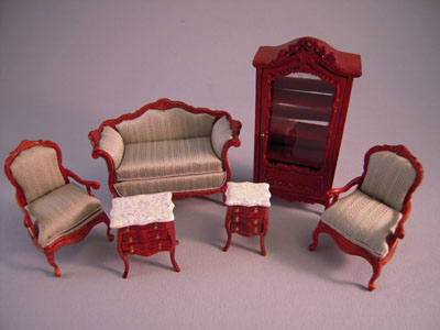 1/2" scale bespaq benoit bombe sofa set, six pieces 1/2" scale bespaq benoit bombe sofa set, six pieces