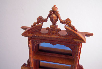 1/2" scale miniature Bespaq walnut center piece display case