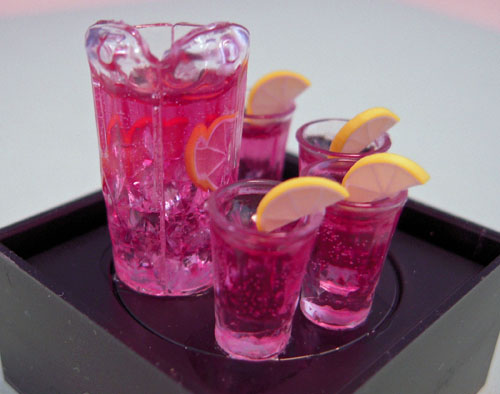 Filled Pitcher Of Pink Lemonade With Filled Glasses 1:12 Scale Filled Pitcher Of Pink Lemonade With Filled Glasses 1:12 Scale