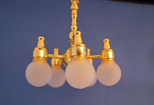 Battery operated Kips Bay Five Arm Chandelier 1:12 Scale