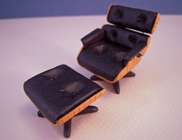 Replica Of Charles & Ray Eames 1956 Chair & Ottoman 1:24 Scale Replica Of Charles & Ray Eames 1956 Chair & Ottoman 1:24 Scale