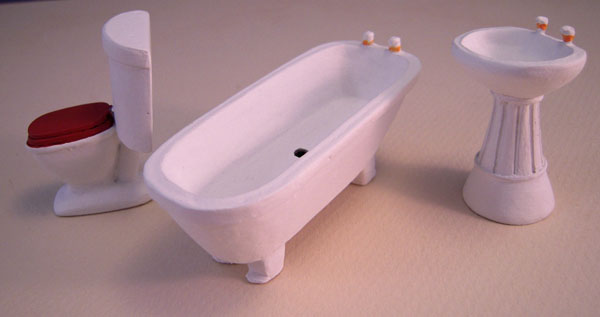 Three Piece White Bathroom Set 1:24 scale Three Piece White Bathroom Set 1:24 scale